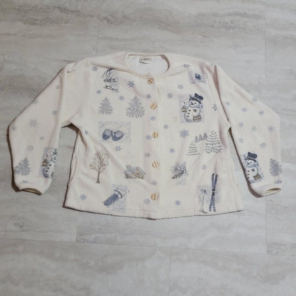 Vintage Artisans Sunchein Designs Winter Graphic Button Up Sweater Approx. M - Picture 1 of 9